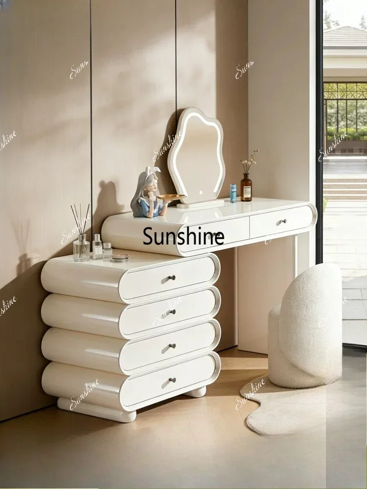 Italian light luxury bedroom retractable cream style master bedroom small makeup tableT*