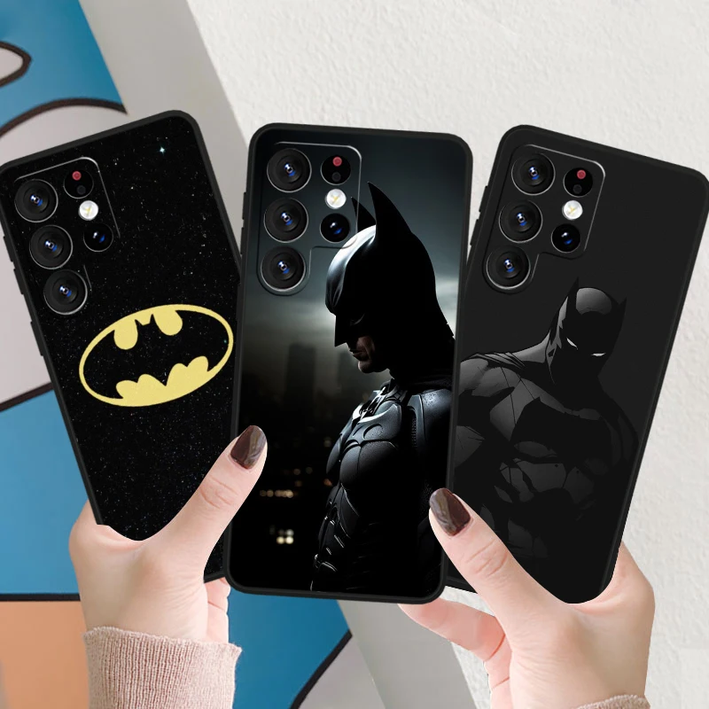 Cool B-Batman Hero For Samsung Galaxy S24 S23 S22 S21 S20 FE S10e S10 S9 Ultra Plus Soft TPU Black Phone Case