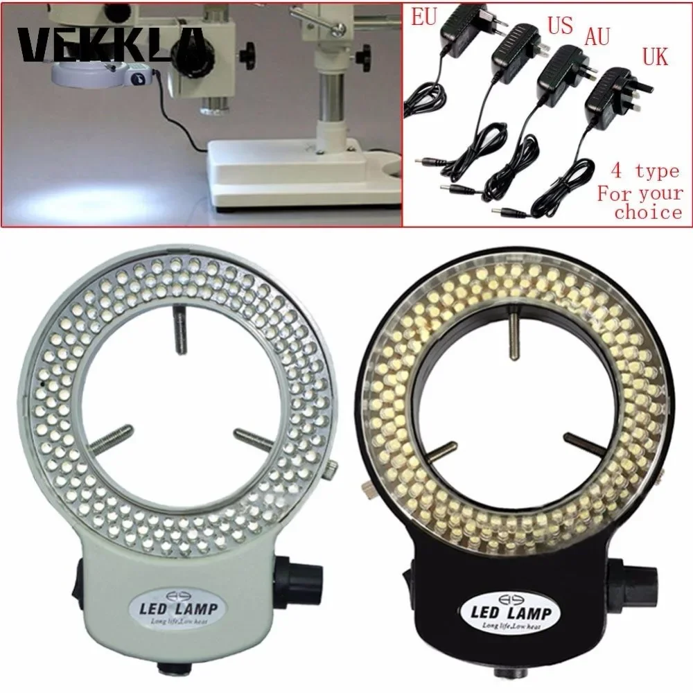 Regulowane 144 lampa pierścieniowa LED podświetlenie lampy podświetlane dla przemysłu mikroskop Stereo powiększenie do aparatu AC 100 ~ 240V
