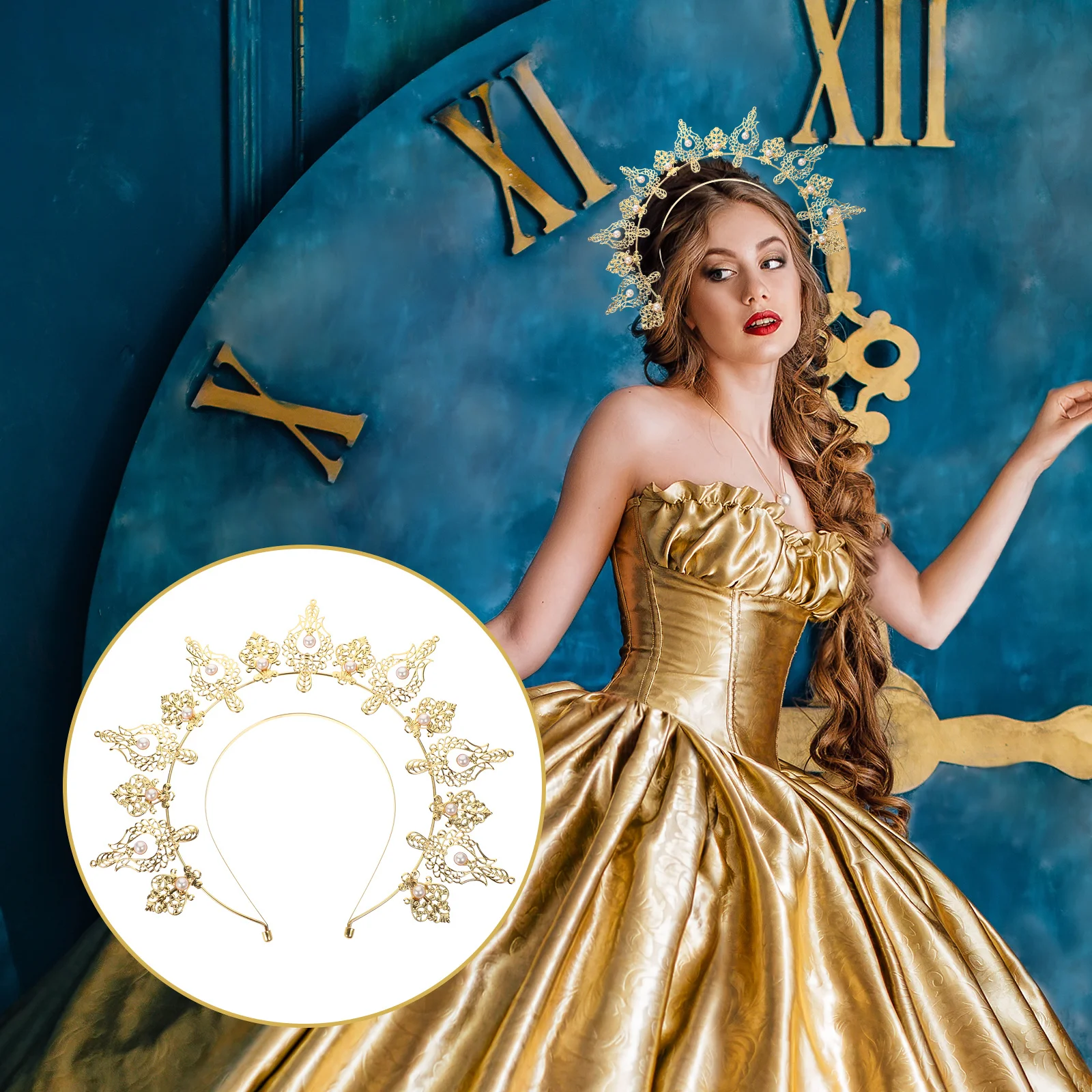 

Жемчужная повязка на голову, элегантная винтажная повязка для волос в стиле ретро, легкая вечерние реквизит для фотосессии, женский декор для волос для косплея, помолвки