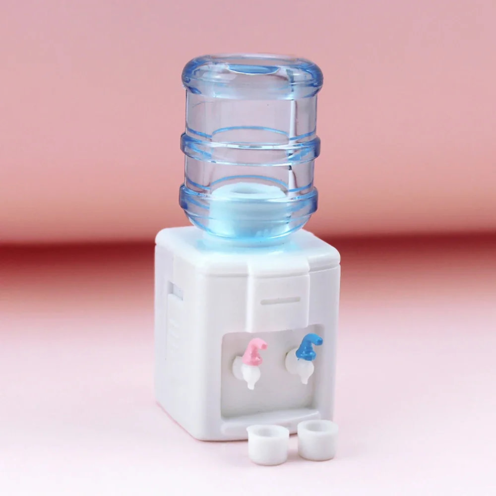 1/12 Dollhouse Miniature Accessories Mini Drinking Fountain Cup Set Simulation Water Dispenser Model for Doll House Decoration
