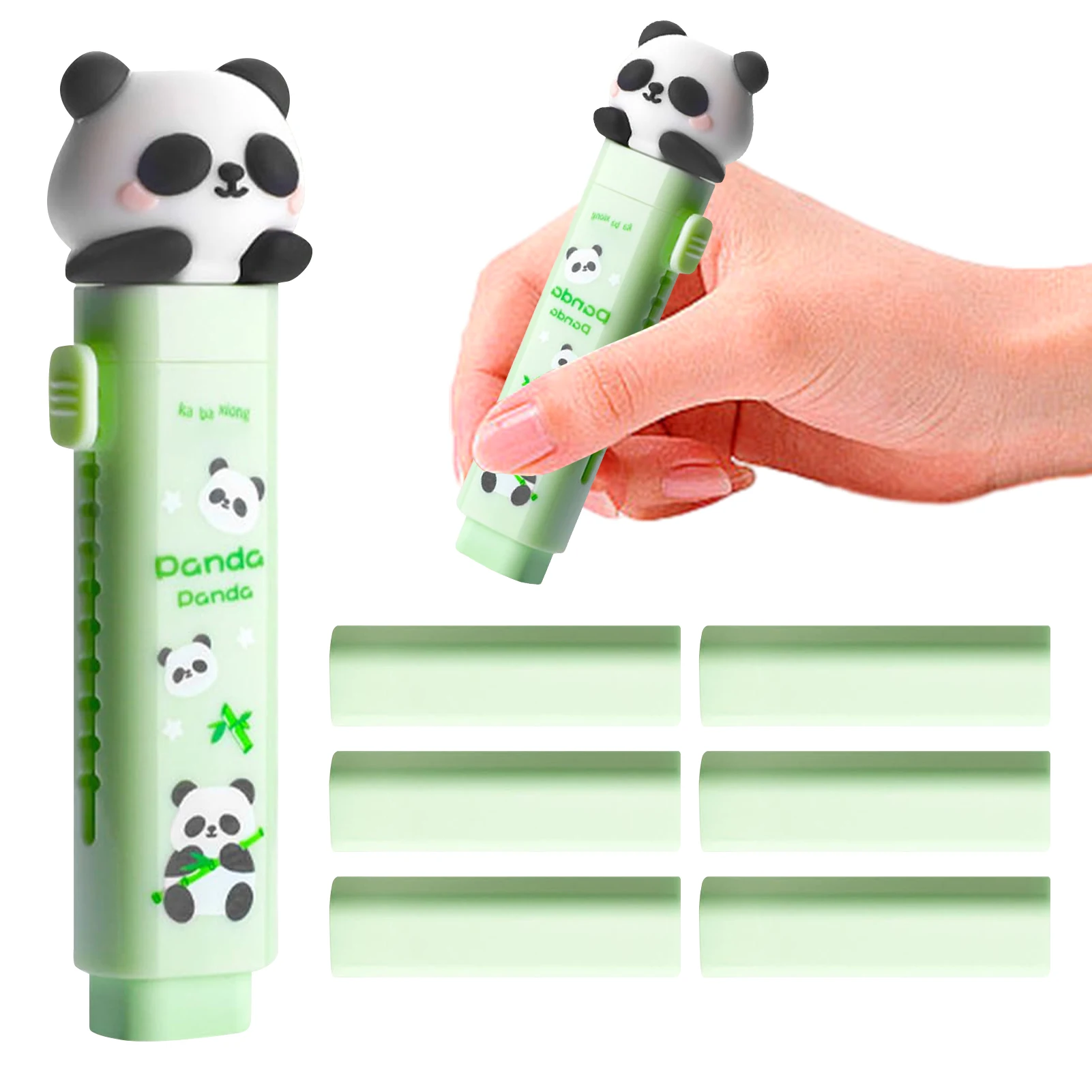 Gomme de dessin animé Krasno-Cartoon mignonne portable pour enfants, mini effaceur doux, écriture à nervures, étudiant de style vert