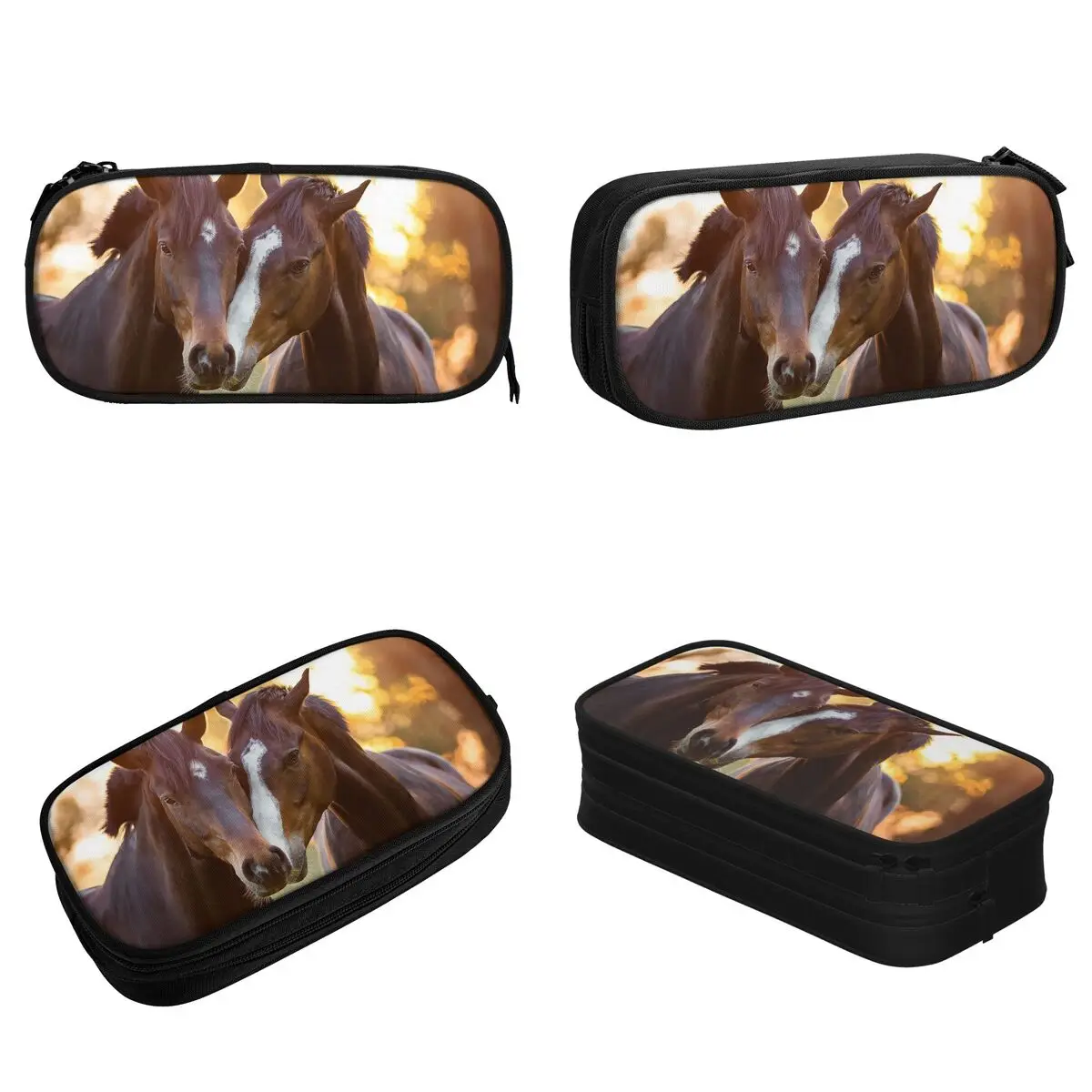 حافظات أقلام رصاص على شكل حصان جميل، حقيبة حامل أقلام كلاسيكية لمحبي الحيوانات للفتيات والأولاد ذات سعة كبيرة، صندوق أقلام رصاص هدية للوازم المدرسية