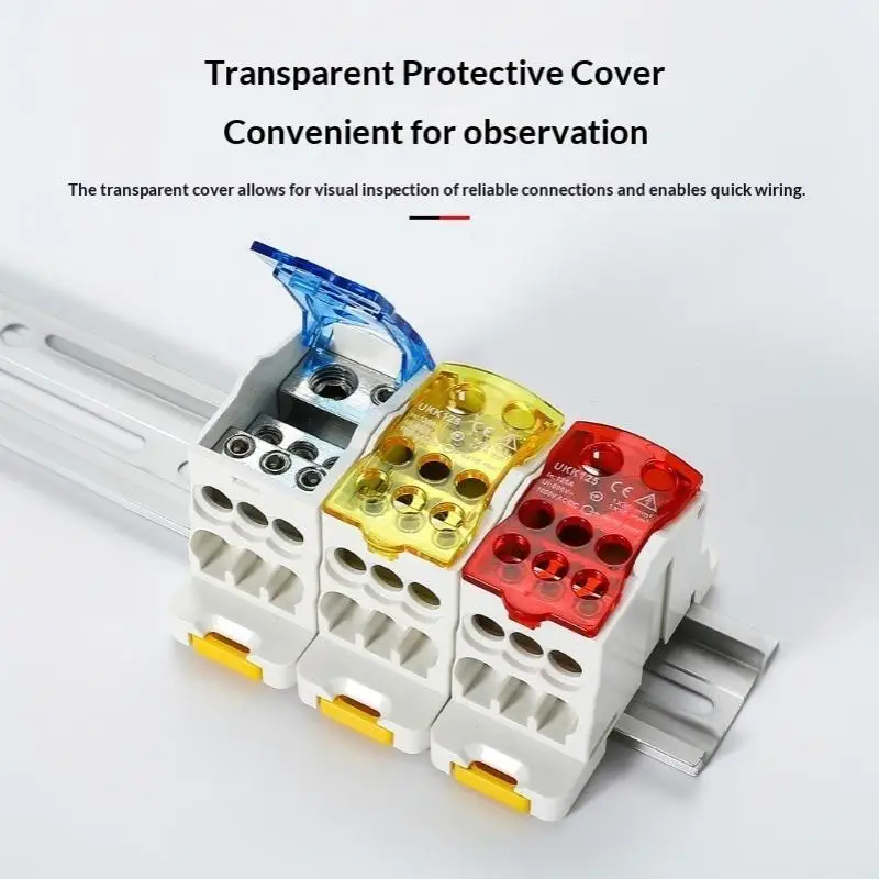 UKK Din Rail 80A Power Distribution Box Terminal Block One In Multiple Out DC Compatible for Low Voltage Project Wiring