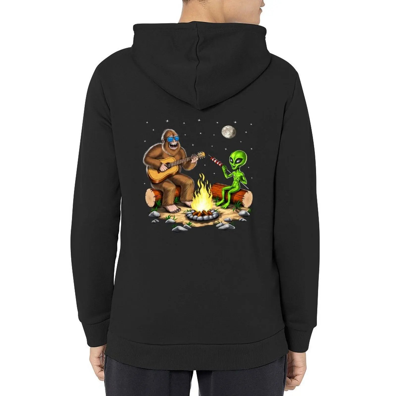 

Bigfoot and Alien Camping Hoodie aesthetic clothing mens designer clothes men's sweat-shirt winter clothes japanese hoodie