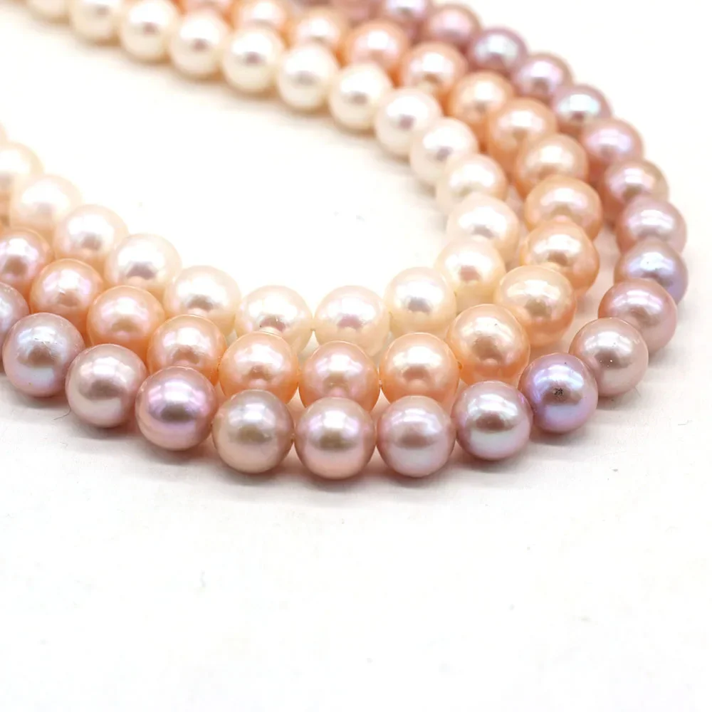 

AAA Natural Nearly Round Freshwater Purple White Pearls Strand Beads 8-9mm DIY for Jewelry Making Necklace Charms Gift