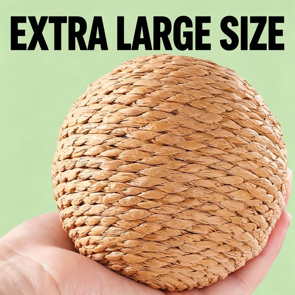 Interactive 10CM Big Sisal Cat Toy Ball with Bell Sound, Kitten Scratching & Teeth Cleaning Chew Ball, Bite-Proof Indoor Pet Pla