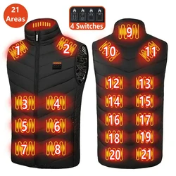 Chaleco calefactor ajustable para hombre, chaqueta calefactora eléctrica con USB, cuello redondo, 2/9/21 zonas, Invierno