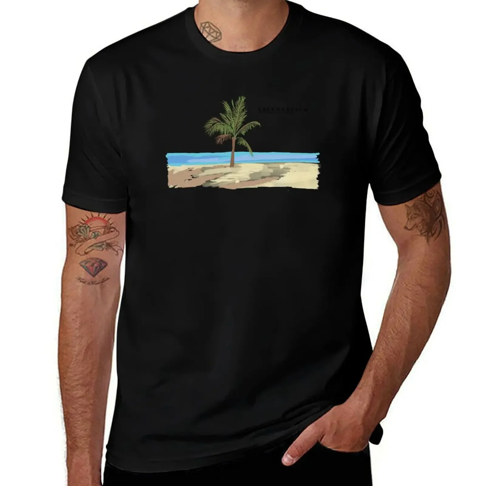 

Laguna Beach Logo Palm Tree Design T-Shirt rapper graphic tees baggy shirts oversized men clothings