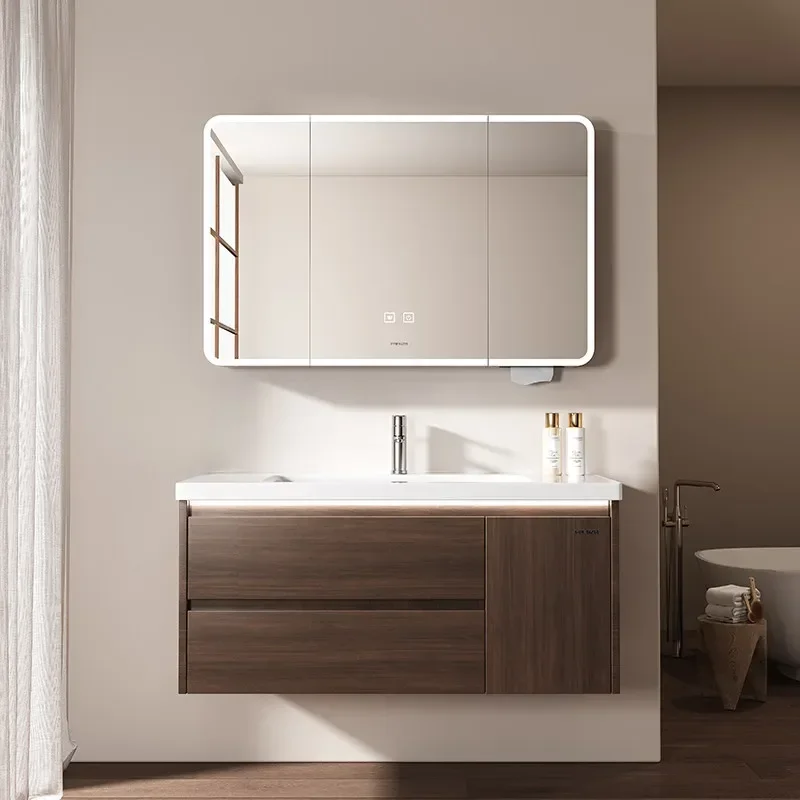 Bathroom Wash Basin Organizer Closet Cabinets Hotel Furniture Home Modern Combination Bathroom Cabinet Ceramic Integrated Basin
