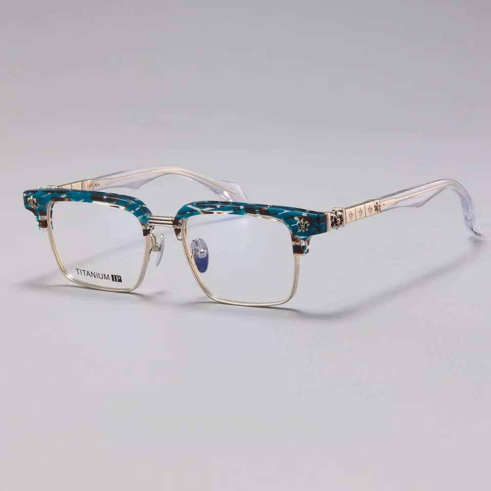 High end Brand Creative Fragmented Design Women's Titanium Frame Eyeglass Fashion Party Decoration Acetate Men's Luxury Glasses