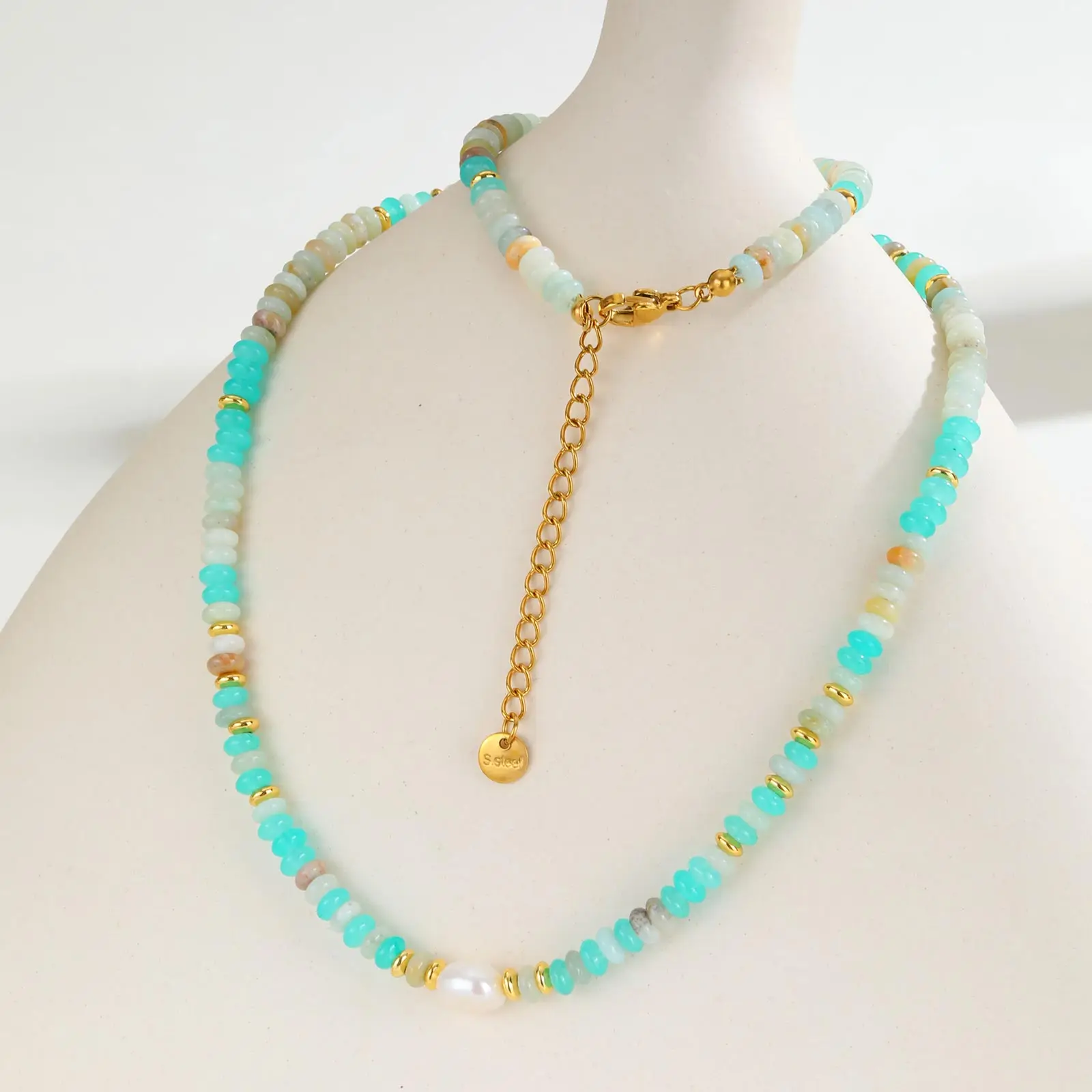 

Bohemia Natural Stone Beaded Choker Necklace for Women, Stainless Steel Irregular Necklace, Handmade Fashion Jewelry Gifts