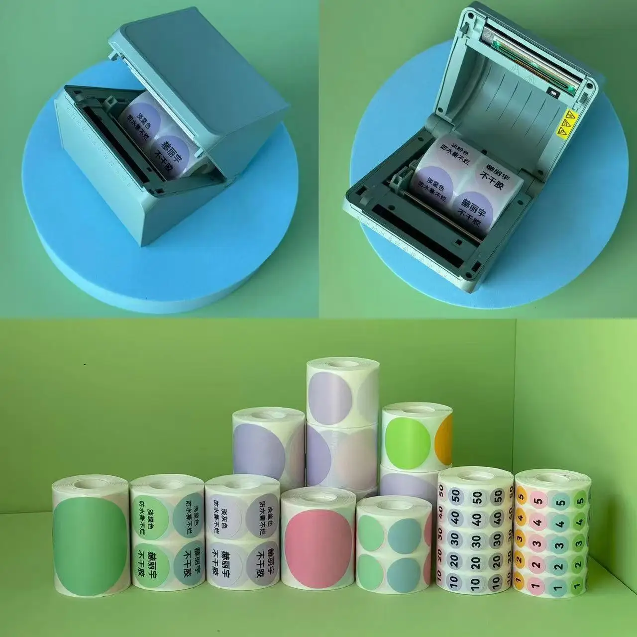 Etichetta a colori circolare per stampante Marklife P50 Phomemo M110 / M220 / M200, QLabel E210 Clabel 221B adesivo termico bianco e colorato