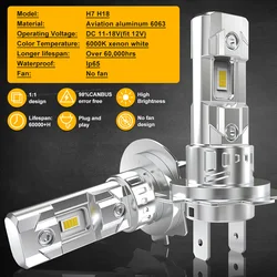 Katur 2Pcs H7 Slim LED Headlight Bulb Fanless 6500K Super Bright 12V Wireless H7 CSP LED Car Headlamp for VW Passat Ford Toyota