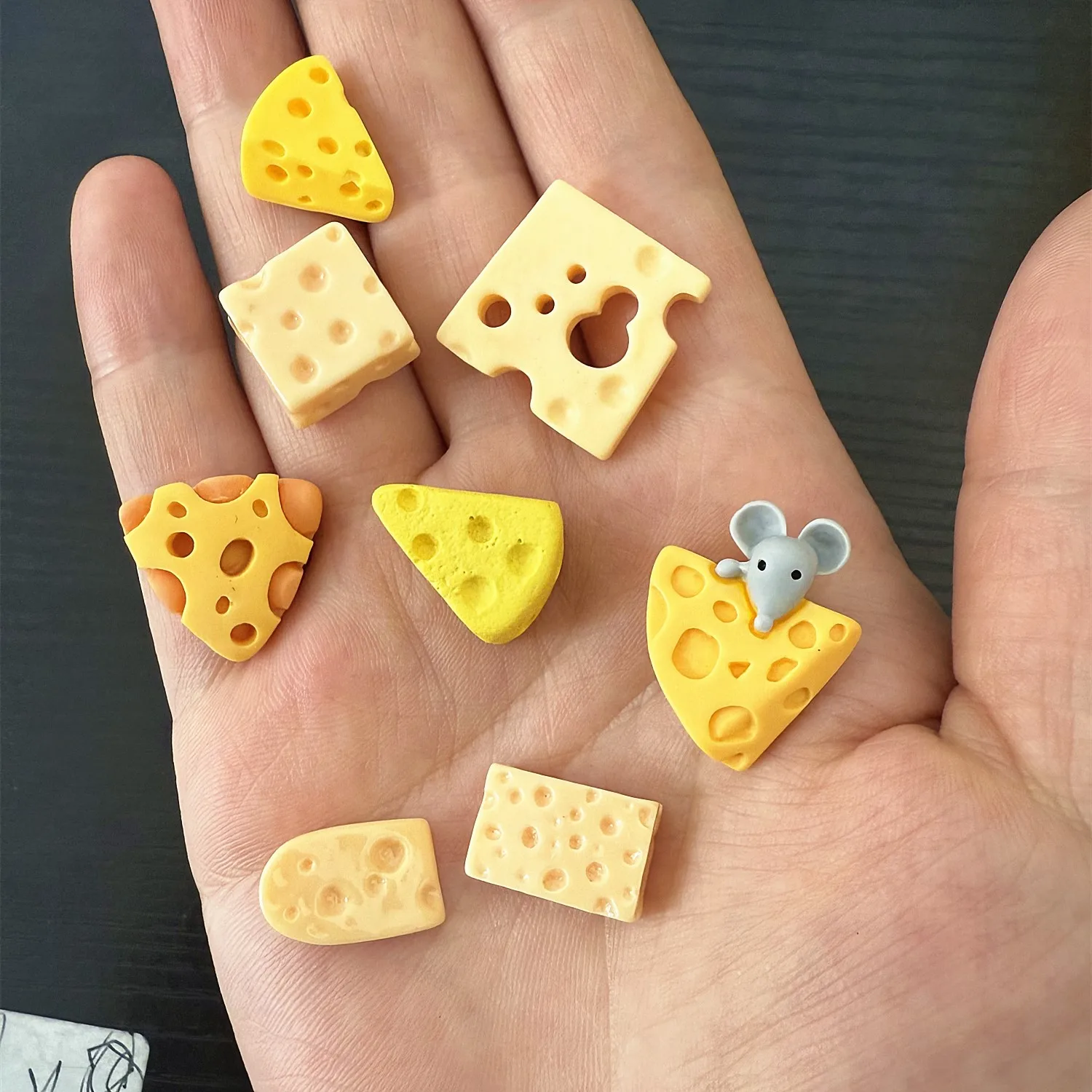 10 stücke Simulierte Harz Lebensmittel Käse Maus Für Ornamente Miniatur Modelle Für Puppen Küche Spielzeug Haar Zubehör Dekoration – Detail 3