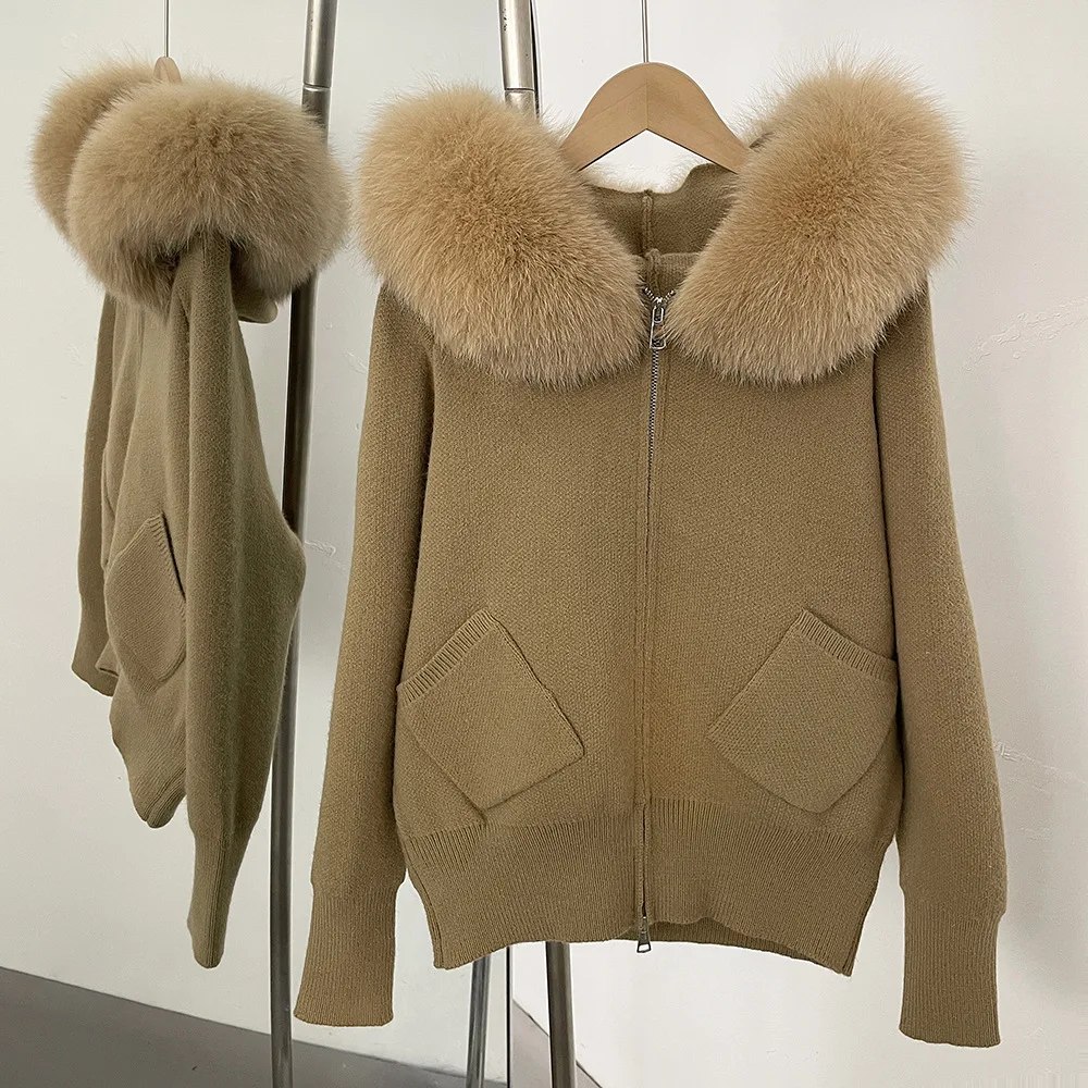 

Женский кардиган из искусственного меха с капюшоном, свитер, трикотаж, осеннее женское однотонное вязаное пальто из искусственного меха, свободный трикотаж