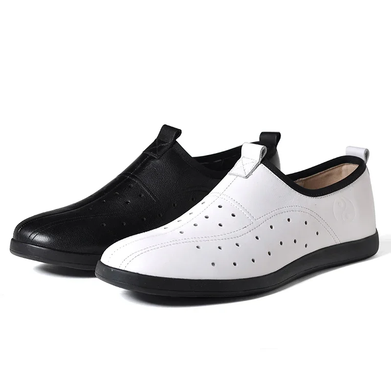 Summer Breathable Genuine Leather Kung Fu Tai Chi Shoes Martial Art Shoes Sports Sneakers Cowhide Men And Women 2022