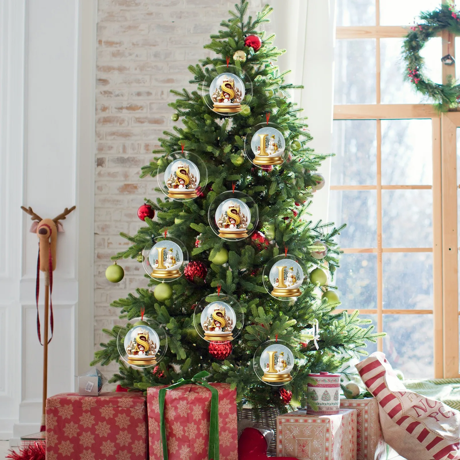 2d Christmas Tree Decoration 26 Letters Yellow Crystal Ball Acrylic Car Ornaments Christmas Tree Ornaments Home Decorations