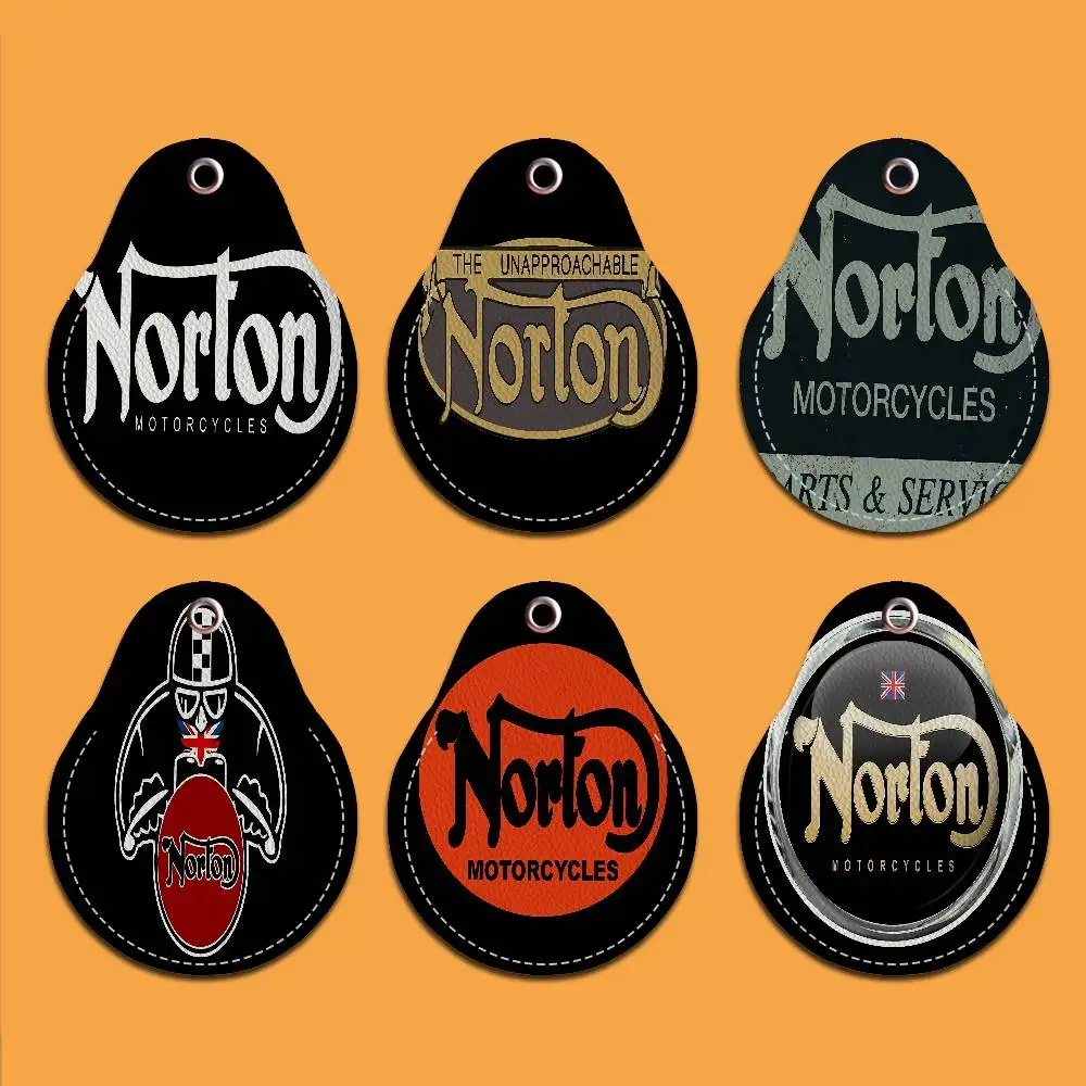 N-NORTONS دراجة نارية شعار المرأة البسيطة بولي Leather حافظة جلدية المفاتيح الوصول حافظة للبطاقات مفتاح علامة حلقة شارة صغيرة حلقة رئيسية قفل الباب العلامات