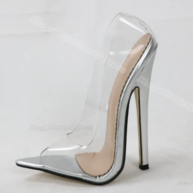 

Clear PVC Peep Toe Pumps Shallow Solid Stiletto Heels Fashion British Style Spring Party Casual Women Shoes Zapatos Para Mujere