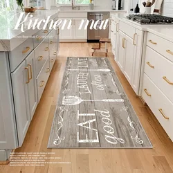VIKAMA 2PC Modern Simple Kitchen Floor Mat Hallway Balcony Long Strip Absorbent Non-Slip Carpet Home Bathroom Door Mat