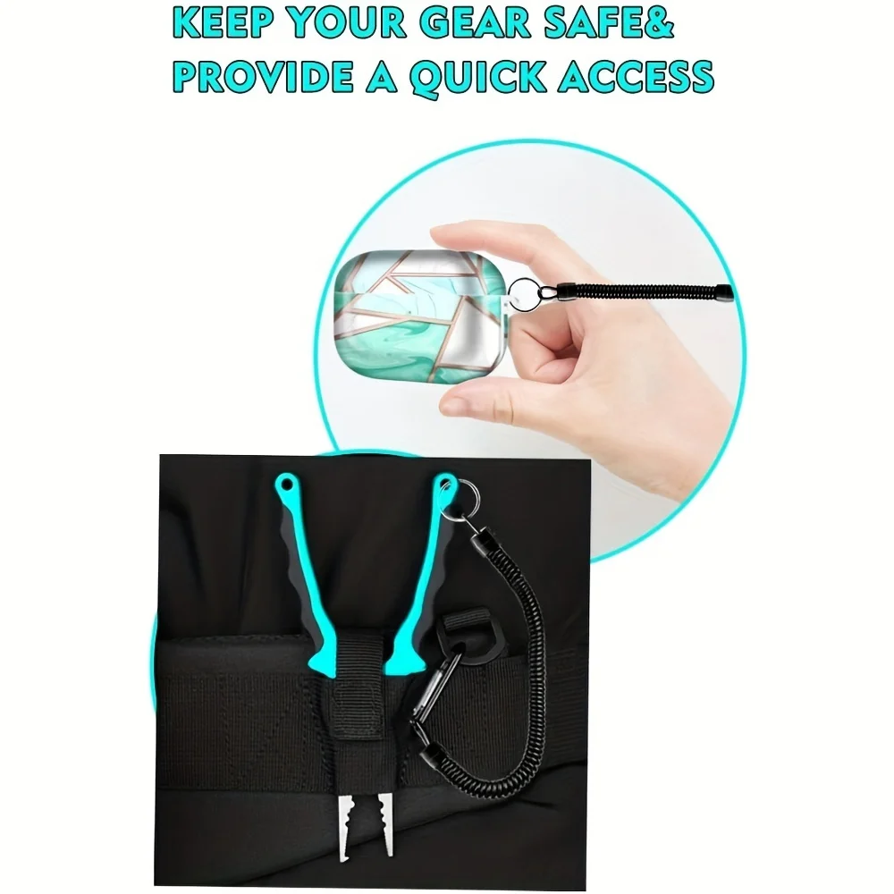 3P Spring Coil Keychains,Retractable Wrist Strap Safety Rope,8.46" To 47" Extendable,with Carabiner and Ring