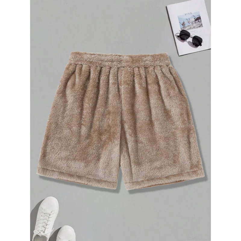 Shorts retos masculinos elásticos de cintura alta, cor sólida, esportes soltos e calças casuais