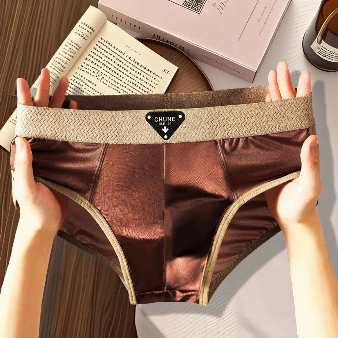 

Men's Underwear 2025 New Lightweight Satin Summer Thin Comfortable Breathable mid Waist Large Size Men's Briefs