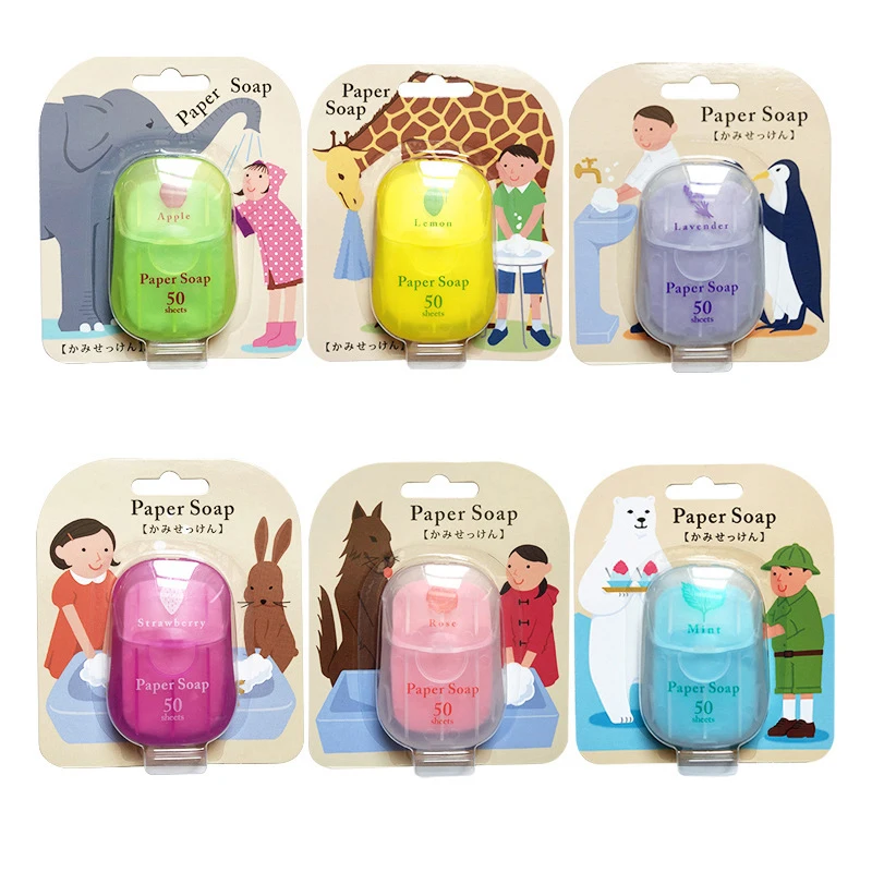 กระดาษสบู่แบบใช้แล้วทิ้ง Travel Washing Hand Bath Clean Scented Slice แผ่น Mini กระดาษสบู่อุปกรณ์ห้องน้ํา
