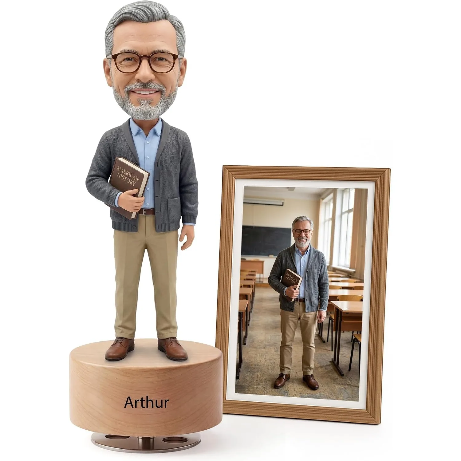 Custom Bobble Head Teacher 6 7 8 Inch Personalized from Photo Handmade Clay Figurine with Gift Box Birthday Retirement Keepsake