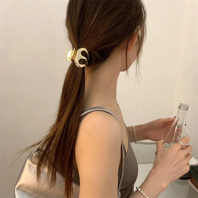 دبوس شعر معدني على شكل يقطين أنثى ذيل حصان عالي قطعة أثرية ثابتة مشبك انتزاع الجزء الخلفي من الرأس مضاد للانهيار مشبك مخلب القرش دبوس شعر #4