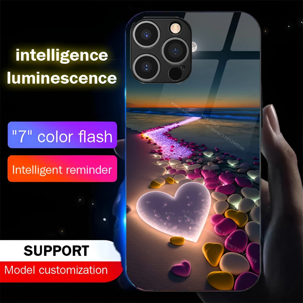 

Pretty Crystal Love LED Light Up Phone Case Glowing Back Cover For Samsung S25 S24 S23 S22 S21 S20 FE Note 10 20 Plus Ultra A54