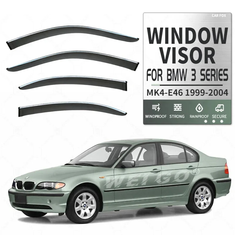 For BMW 3 series MK4 E46 1999-2004 Window Visor Vent Shades Ventvisor Wind Deflectors Visors Rain Guard Shades Visor Body Kit