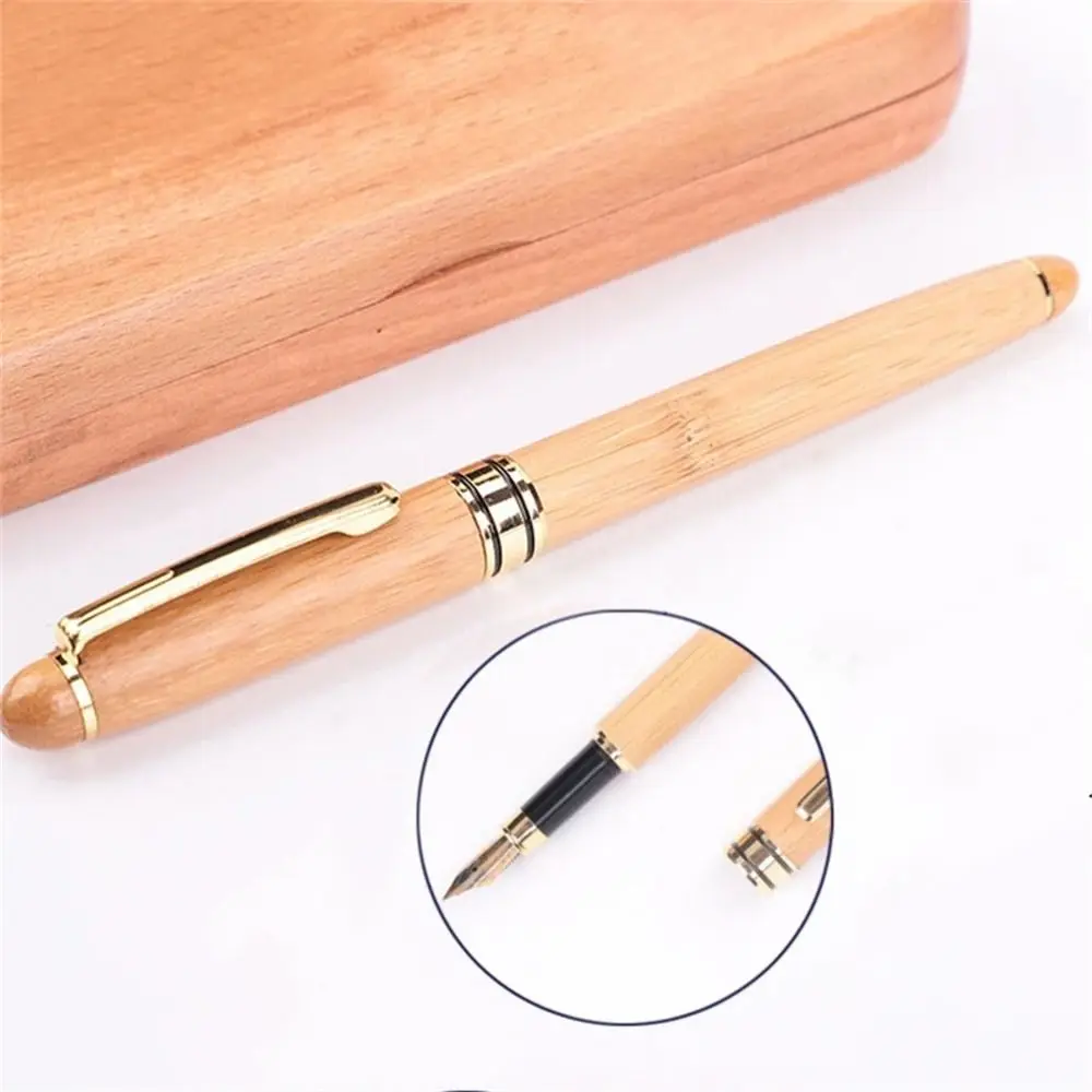 Gifts Smooth Writing Inking Pen Writing Supplies Bamboo Box Pens Bamboo Fountain Pen Nature Bamboo Pen Wood Fountain Pen