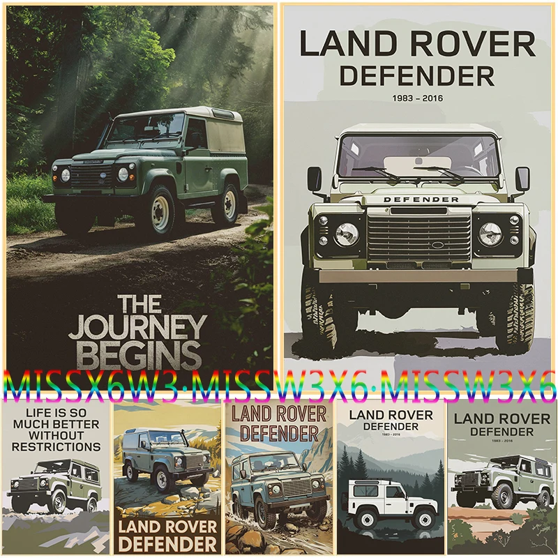 Land Rover Defender 90 Offroad Poster Land Rover Retro Automotive Poster Canvas Prints Classic Off-road Vehicle Aesthetic Print