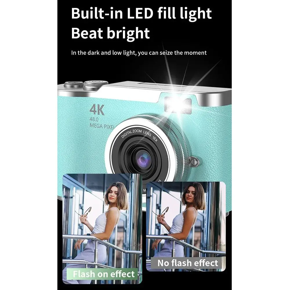 

High-Definition HD Digital Camera 4K 48MP 8X Digital Zoom Video Camcorder CCD Led Flash Light Flip Screen Entry-Level Ccd Camera