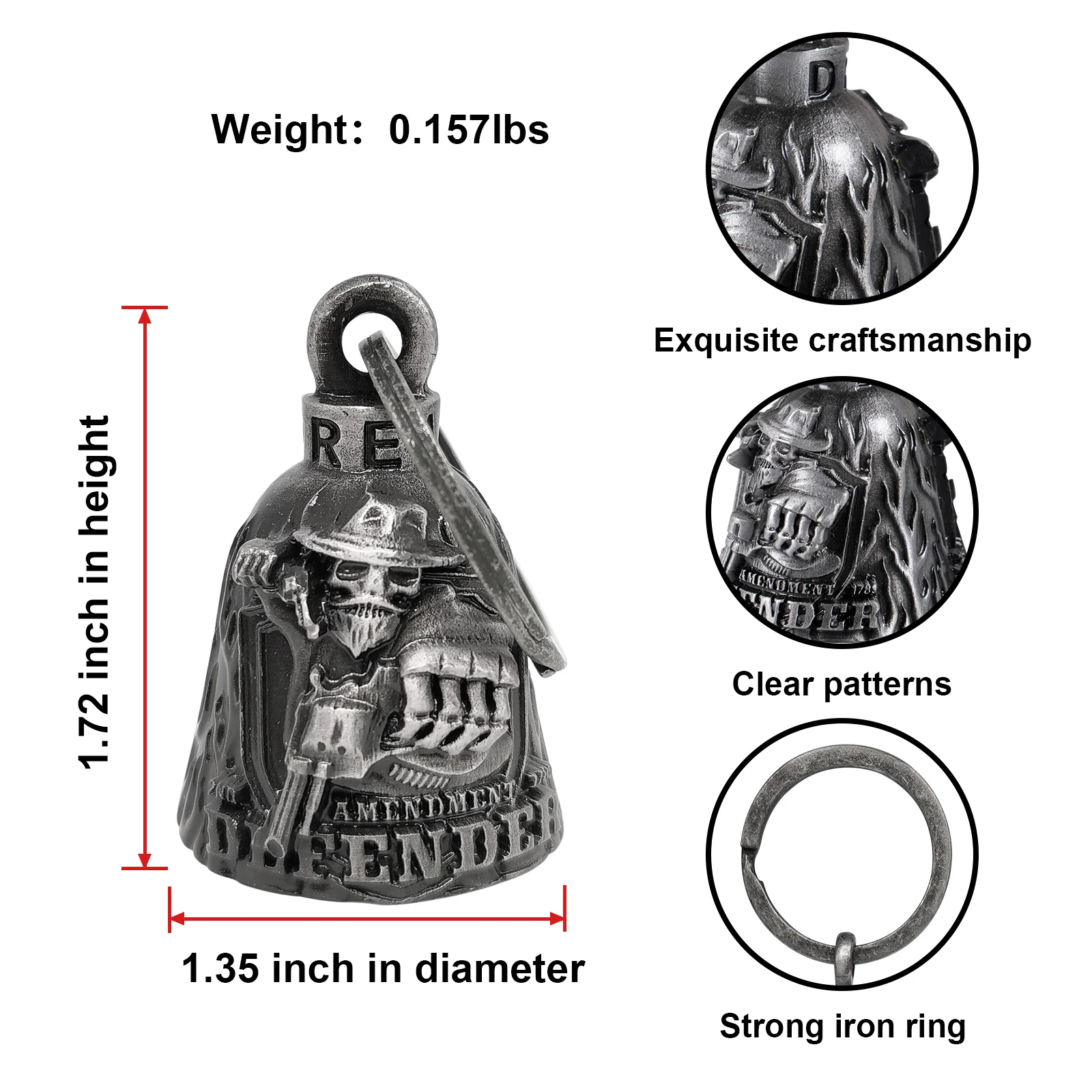 Motorcycle Bell Guardian Angel Drive Away Gremlin, Words 3D Bell Biker Bell for Men Women Rider Riding, Good Luck Gift