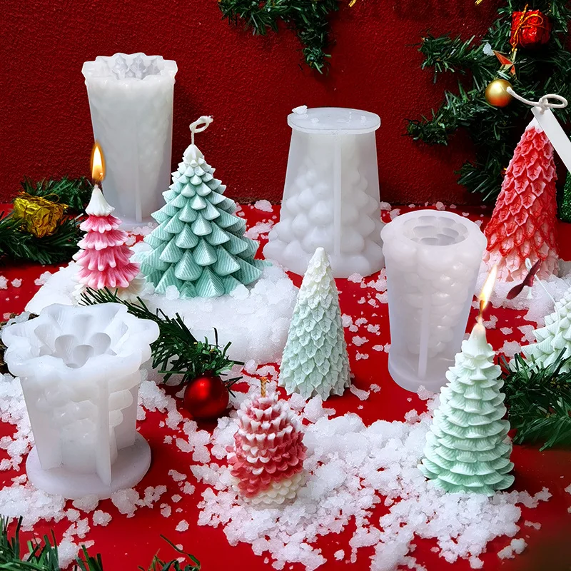 3D Silikon Weihnachtsbaum Form DIY Harz Epoxidharz kleine unregelmäßige Kiefernnadel Baum Handwerk Kerzenherstellung Kit Urlaub Dekoration