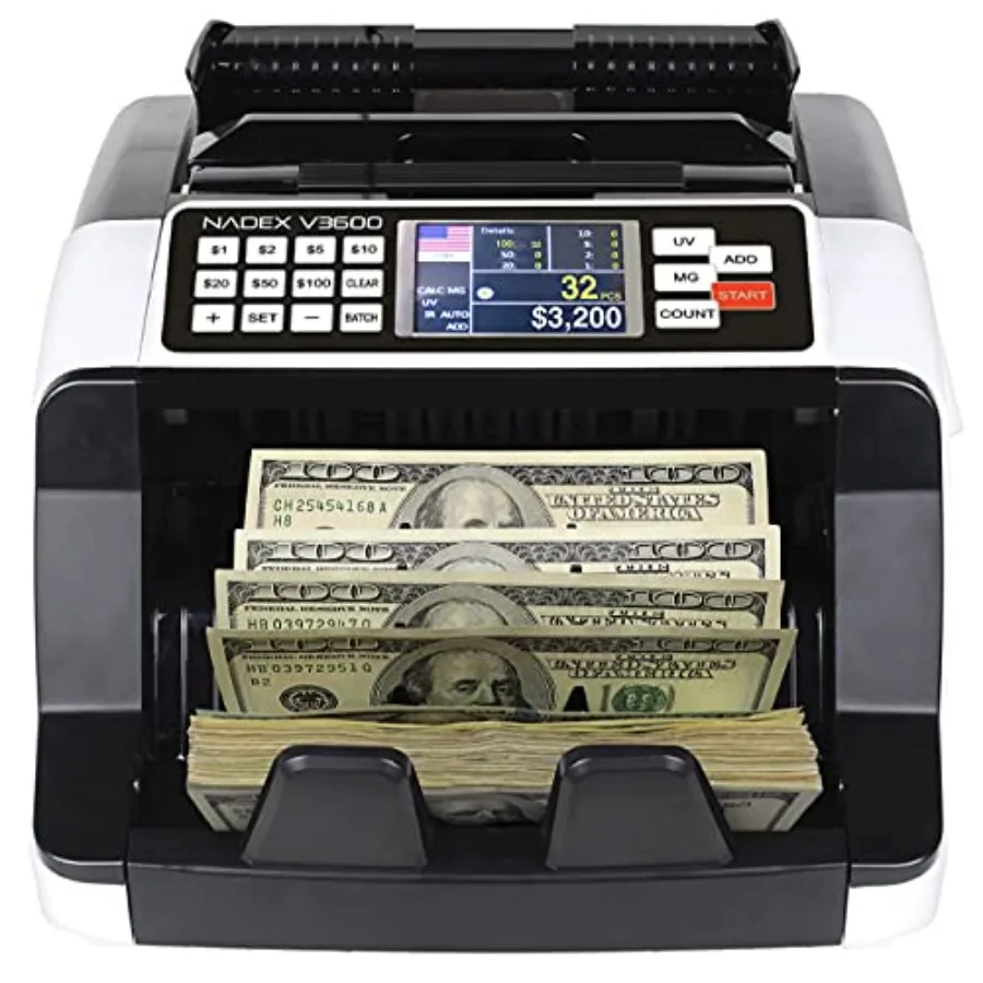 

V3600 Single Denomination Money Counter - Banking and Retail Grade Fast Accurate Bill Counting with UV/MG/IR Counterfeit Detect