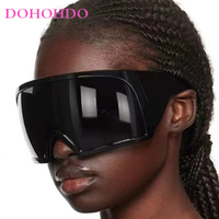 DOHOHDO New Oversized Punk Shield Sunglasses Men Big FrameLuxury Brand Steampunk Mask Sun Glasses For Ladies Sports Goggle UV400