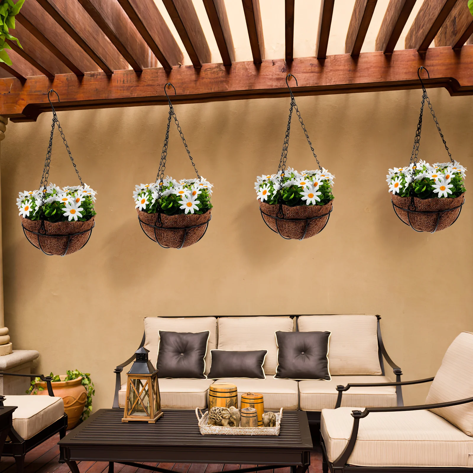 

Artificial Hanging Flower Basket Wear Resistant Material Perfect for Home Garden Balcony Decorative Simulation Flower