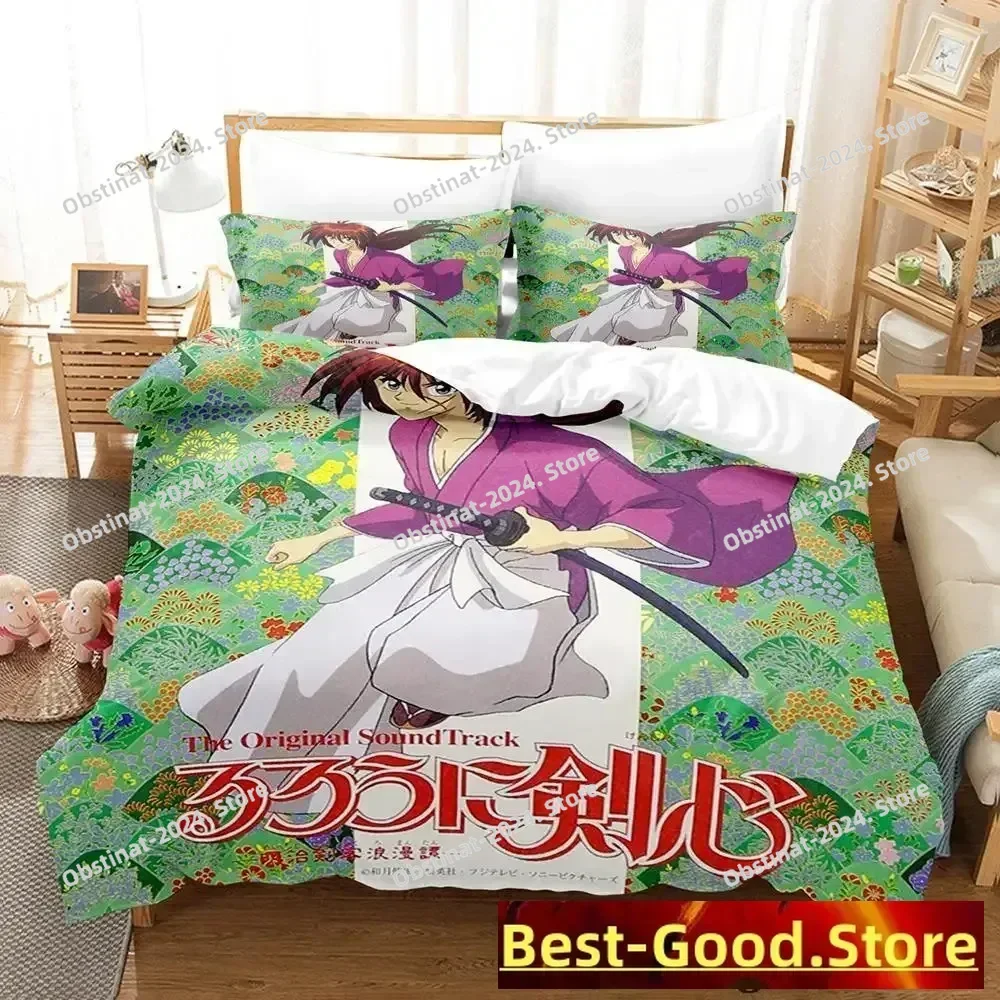 

Rurouni Kenshin Bedding Set Single Twin Full Queen King Size Bed Set Adult Kid Bedroom Duvetcover Sets Anime parure de lit Bed