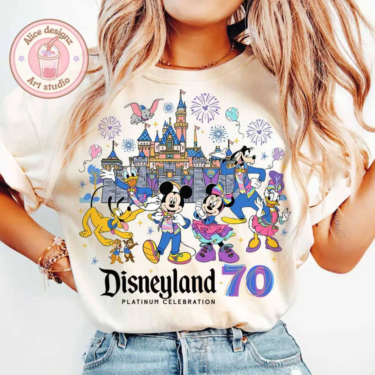 2025 Disney 70th Anniversary Shirt Women's Casual Fashion Sportswear Summer Loose Breathable Comfortable Short Sleeve T-Shirt