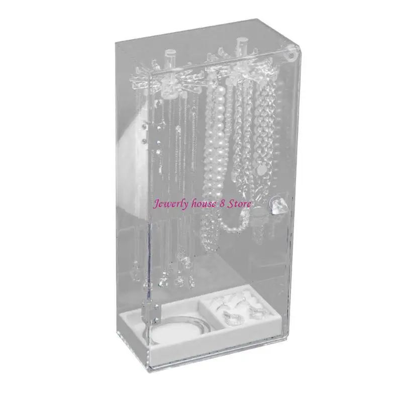 

Bracelet Necklace Display Stand Clear Acrylic Hanging Jewelry Holder Dustproof Jewelry Desktop Storage Box