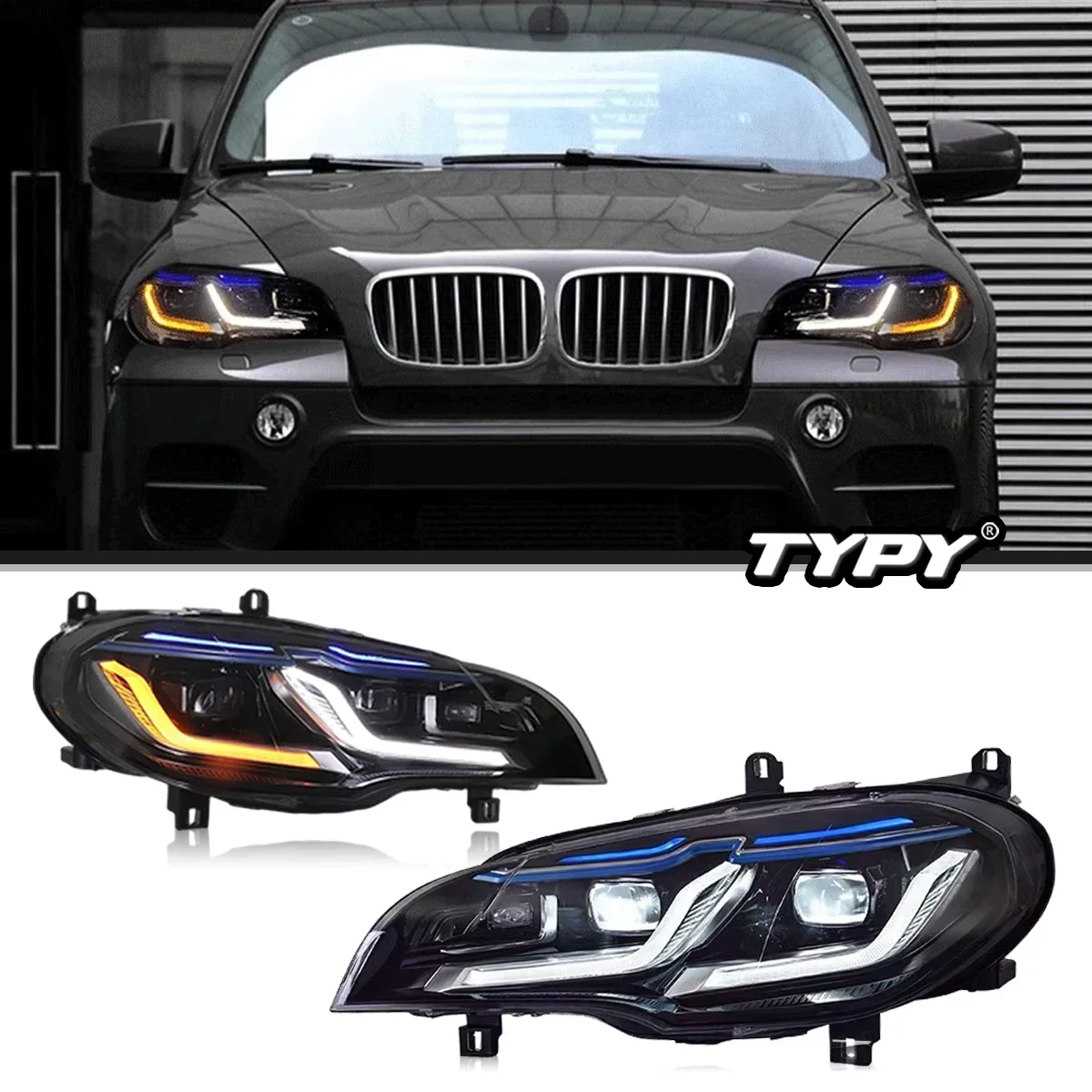 

Автомобильные фары TYPY для BMW X5 E70, фара 2007-2013, проектор с двойной линзой, автомобильные светодиодные фары, последовательный указатель поворота, автозапчасти