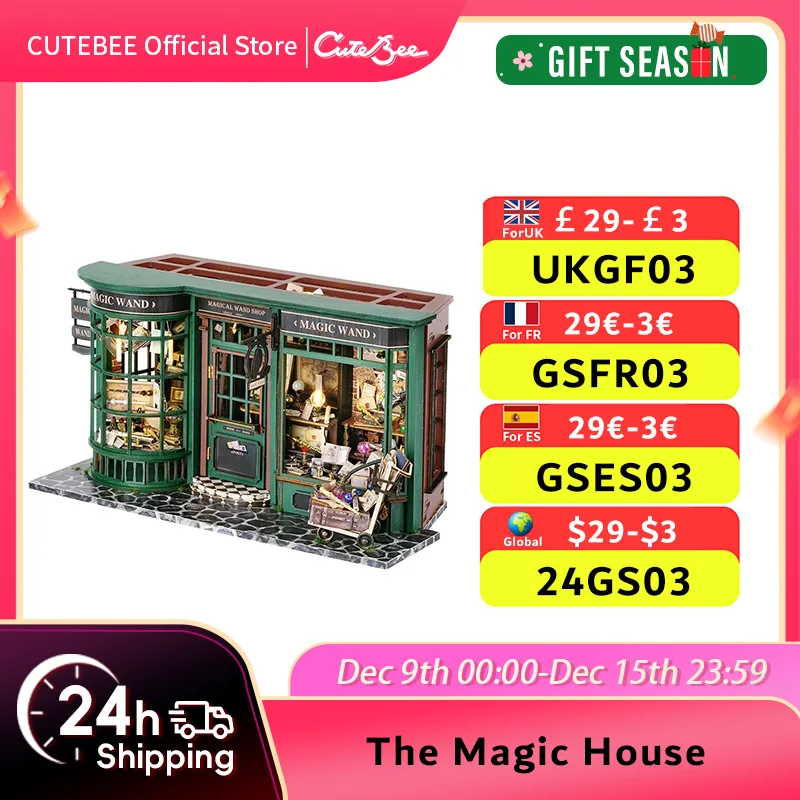 Magic Shop DIY Wooden Dollhouse Miniature Doll House Kit with Furniture Roombox Retro Home Model Toy for Children Gift