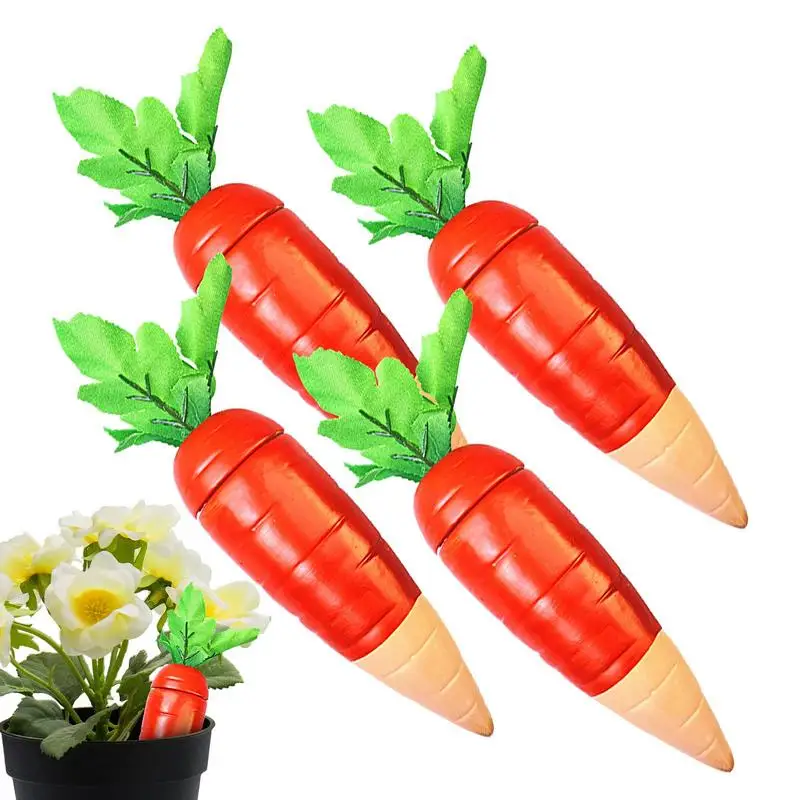 

Terracotta Watering Spike 4pcs Easter Carrot Watering Spikes Decorative Carrot Shape Spike Automatic Waterer Irrigation Drippers