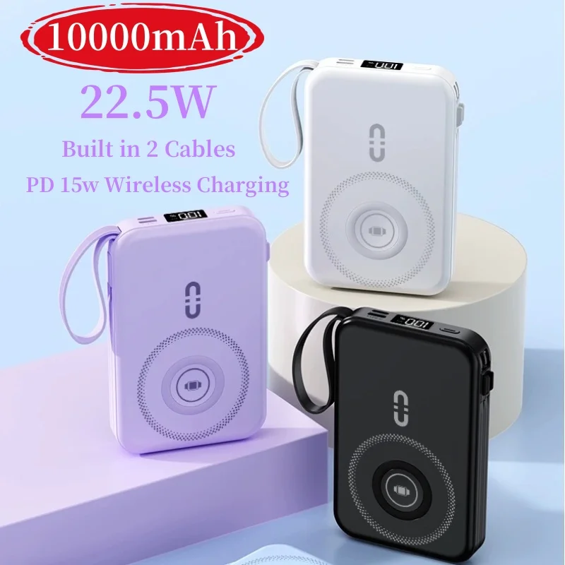 

New 22.5W 10000mah Magnetic Power Bank PD 15W Wireless Powerbank Portable Charge External Spare Battery for IPhone Huawei Phone