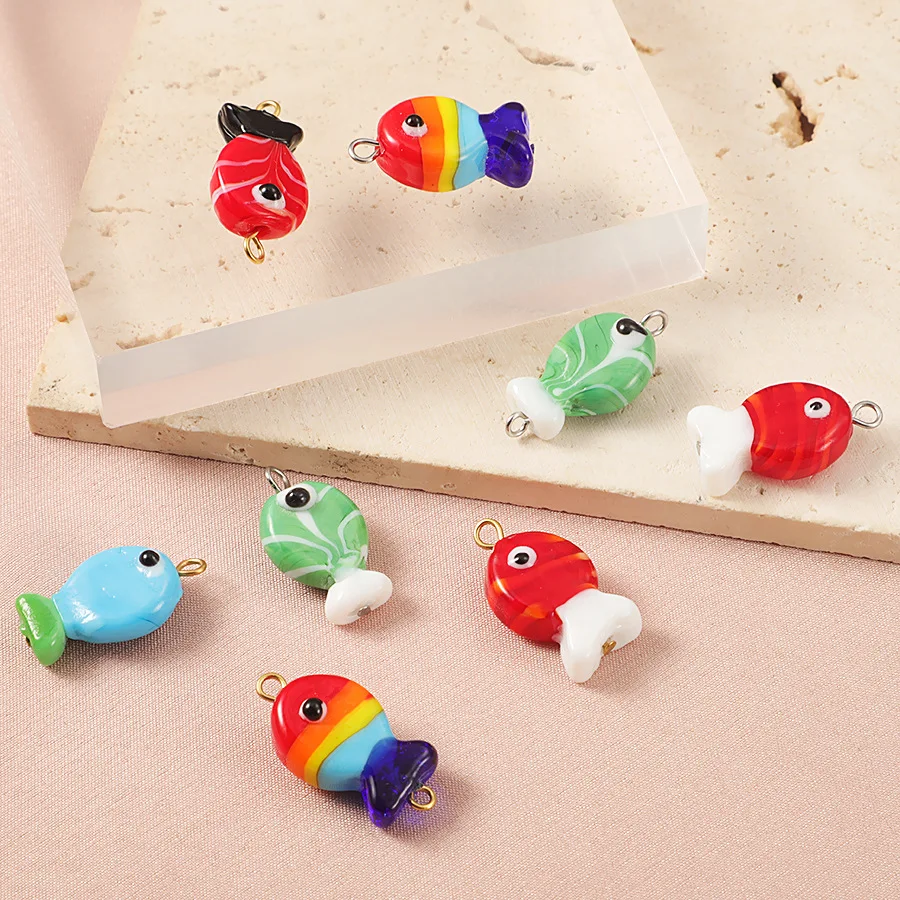 10pcs Fashion Goldfish Charms Connector Ocean Animals Pendant for Creativity DIY Earrings Necklace Bracelet Jewelry Accessories