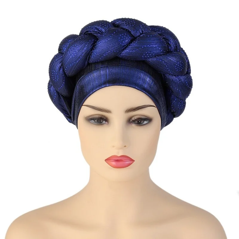 African Pattern Headwrap Hats for Women Pre-Tied Africain Designer Bonnets Turban Knot Aso Oke Africaine Turbante Auto Gele